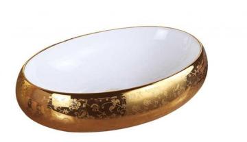 Classical Gold Plated Oval Bathroom Wash Basin