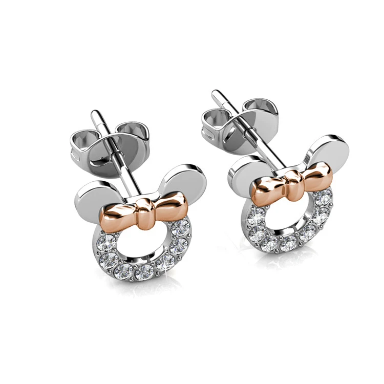 Cute Micky Mouse Mixed Gold Plated Tiny Stud Earrings