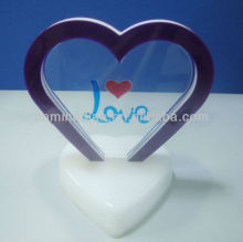 romantic heart shape photo frame display, acrylic led photo frame display
