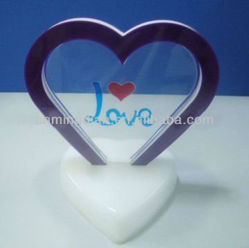 romantic heart shape photo frame display, acrylic led photo frame display