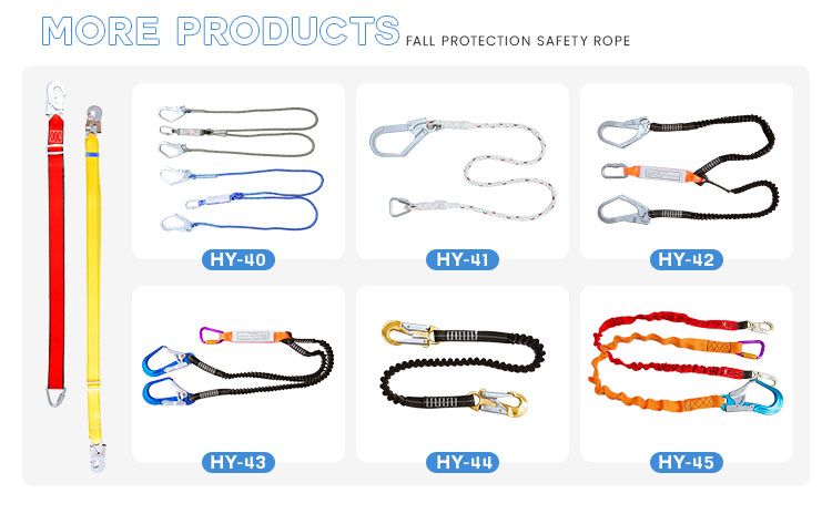 High altitude work fall buffer zone polyester shock absorbing Lanyard