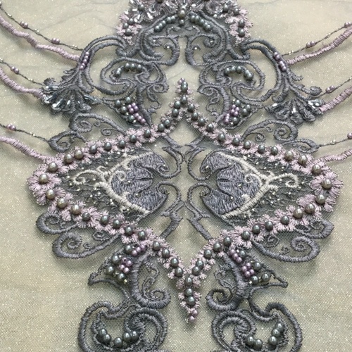 Classical Handwork Pearl Embroidery Lace