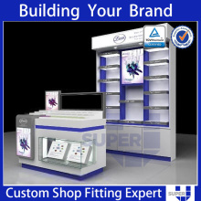 2016 shopping mall cosmetic shop design makeup display table cosmetic kiosk