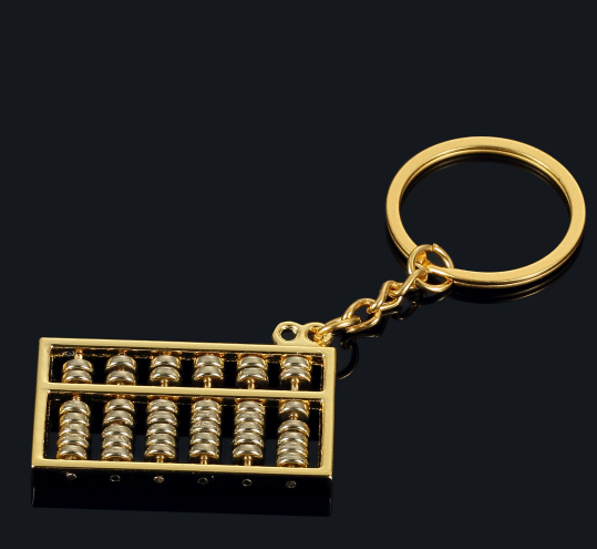 Wholesale Chinoiserie Metal Keychain Golden Silvery Abacus Keychain Car Pendant Promotion Gift