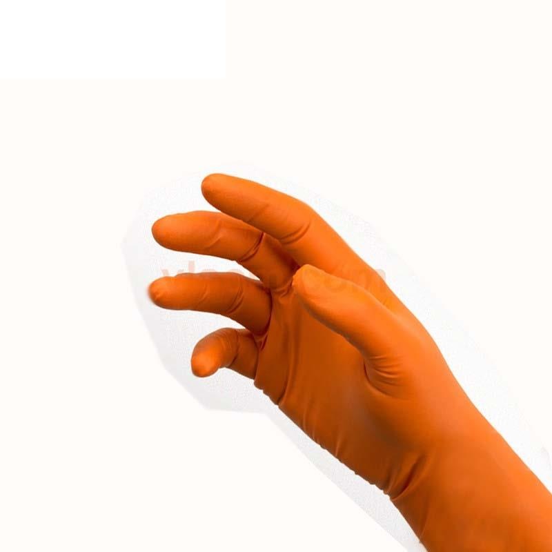 Mănuși de nitril portocaliu fără pulbere de bună calitate FDA