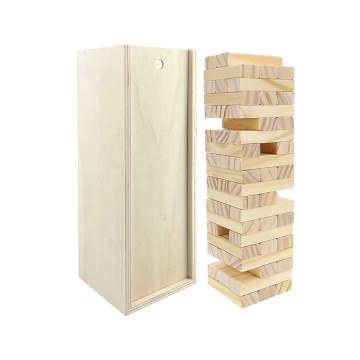Wholesale Natural Wood Dark Brown Pine Toppling Tower Game Blocks