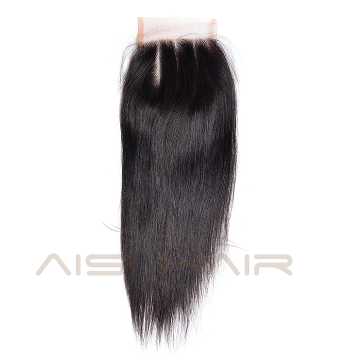 Aisi Hair High Quality 14 Inch Long Silky Straight Wave 4X4 Lace Closure Brazilian Human Hair Extension For Women