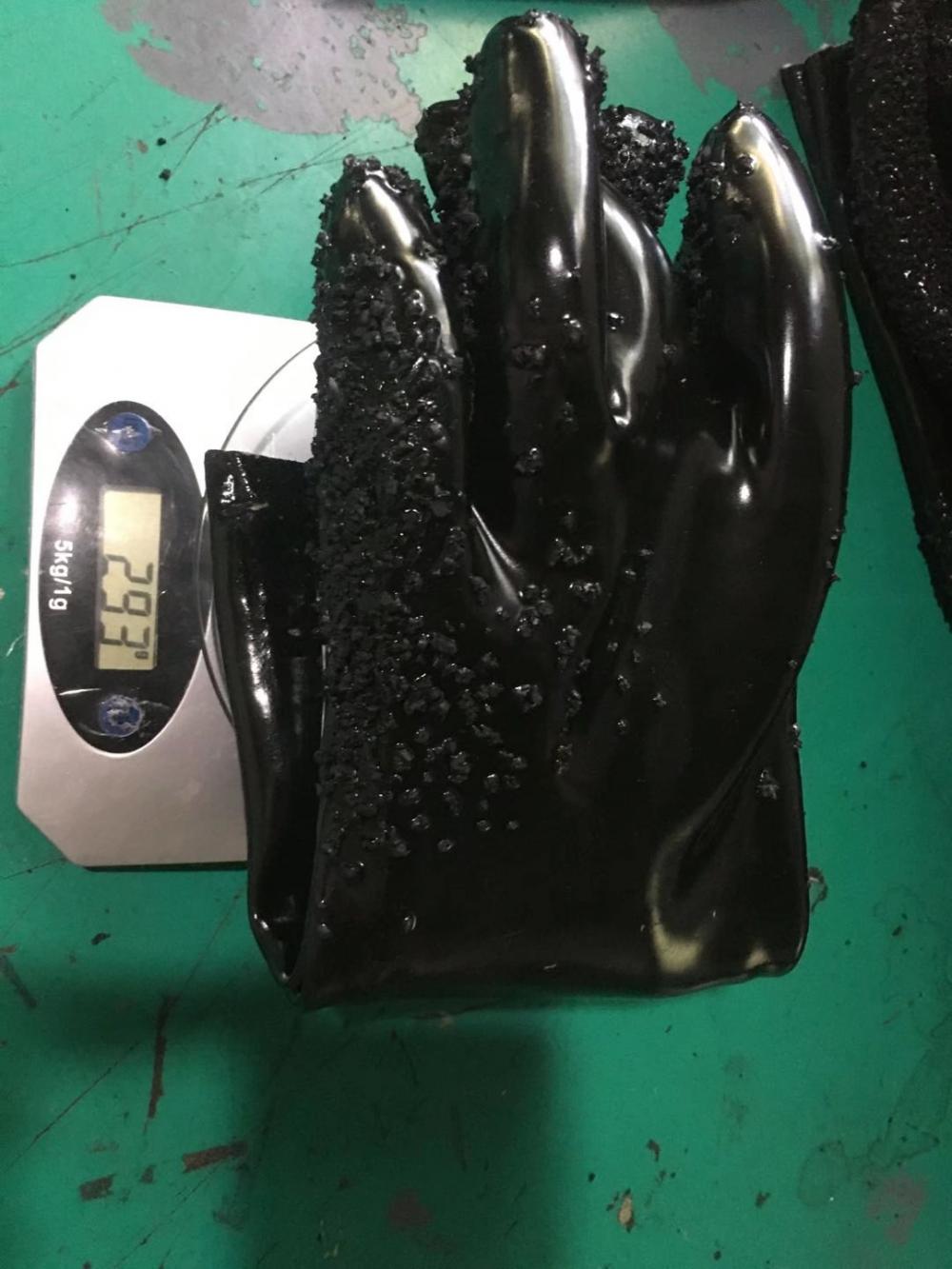 Black PVC chips cotton linning gloves open cuff