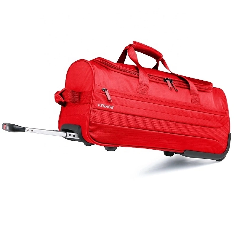 Red Trolley Bag with Wheels for Travel