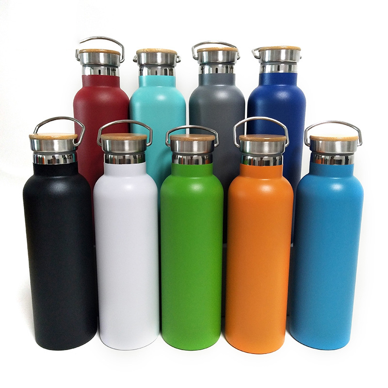 Steel Water Bottle With Bamboo Lid