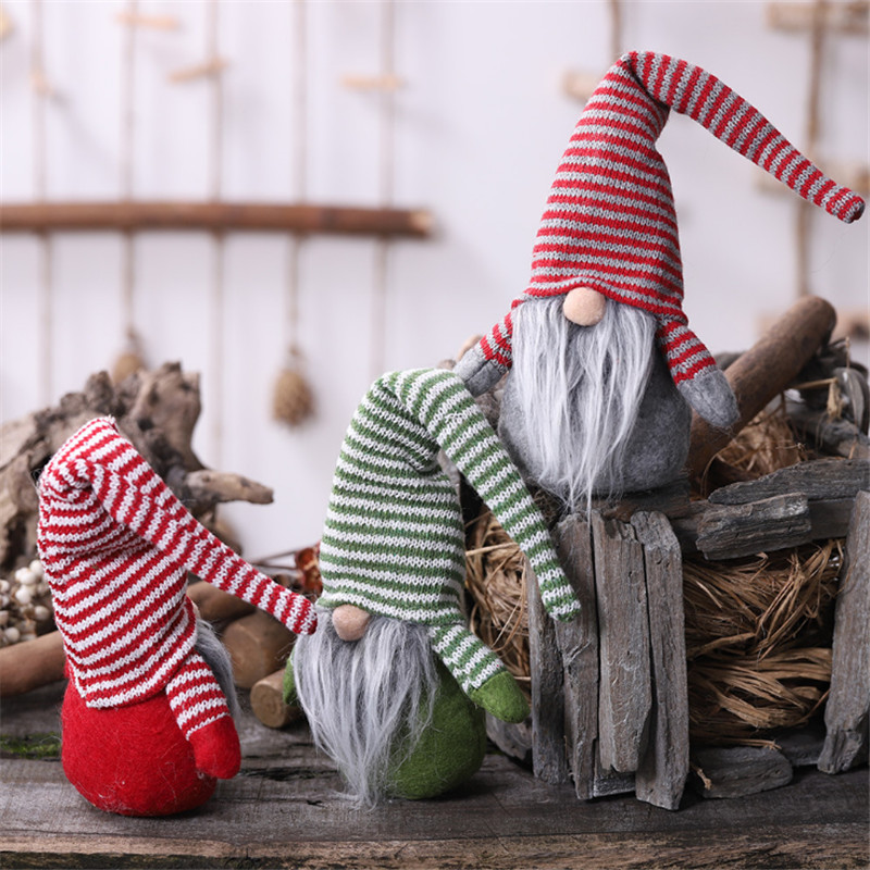 Christmas Decoration Striped Hat Faceless Doll Ornaments Christmas Decorations for Home New Year Gift Navidad Noel Kerst Xmas