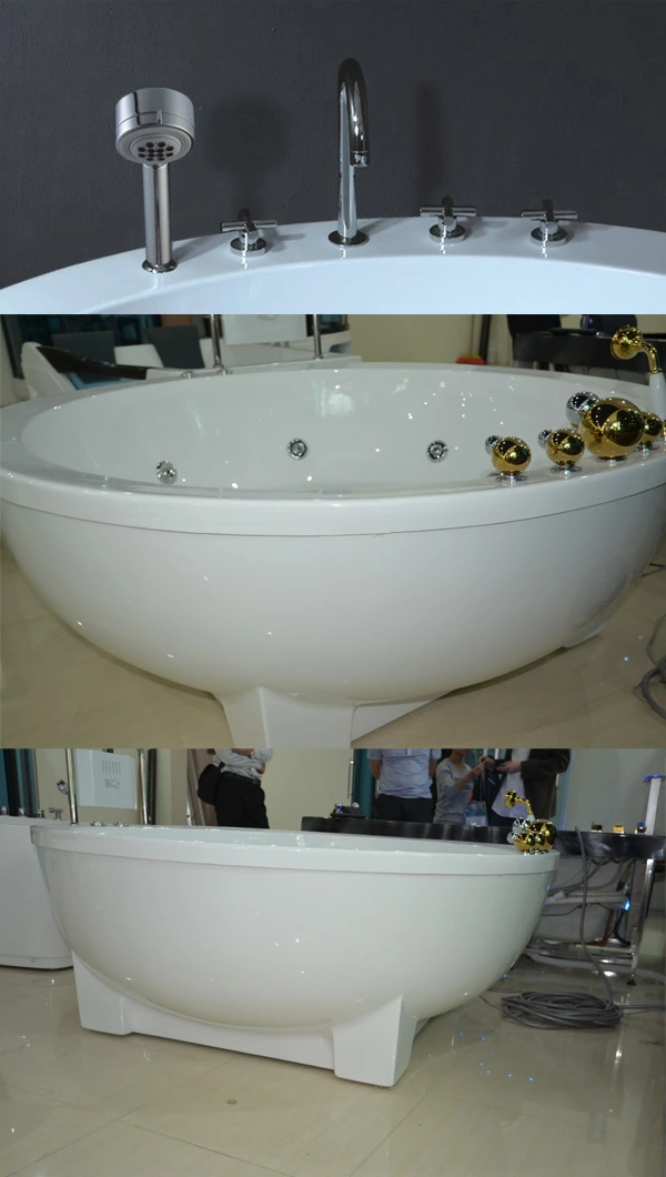 Modern Free Standing with Water Jets Japanese Round Soaking Tub