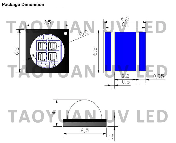 High Power UV LED Curing SMD 395nm 10W