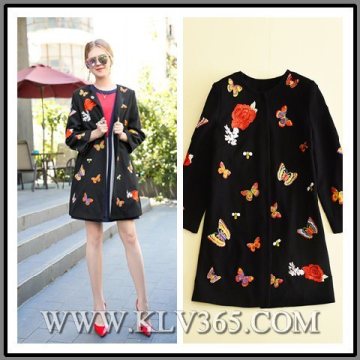 New Fashion Women Black Wool Casual Long Winter Coat Outerwear