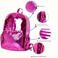 Fashion Travel Waterproof School Bag Bookbag Pink Fancy Glitter Holographic PU Backpack for Girls