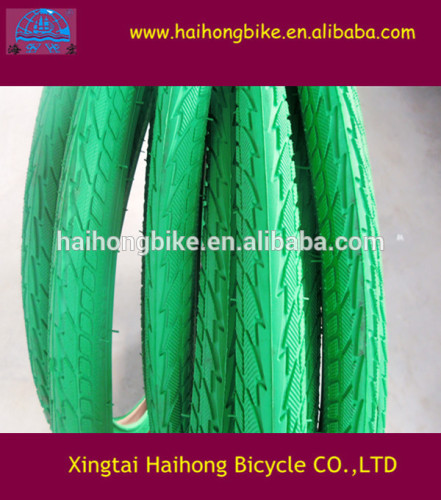 Yellow inside bottom green color 24/26*1.75 bicycle tire,road bike tire