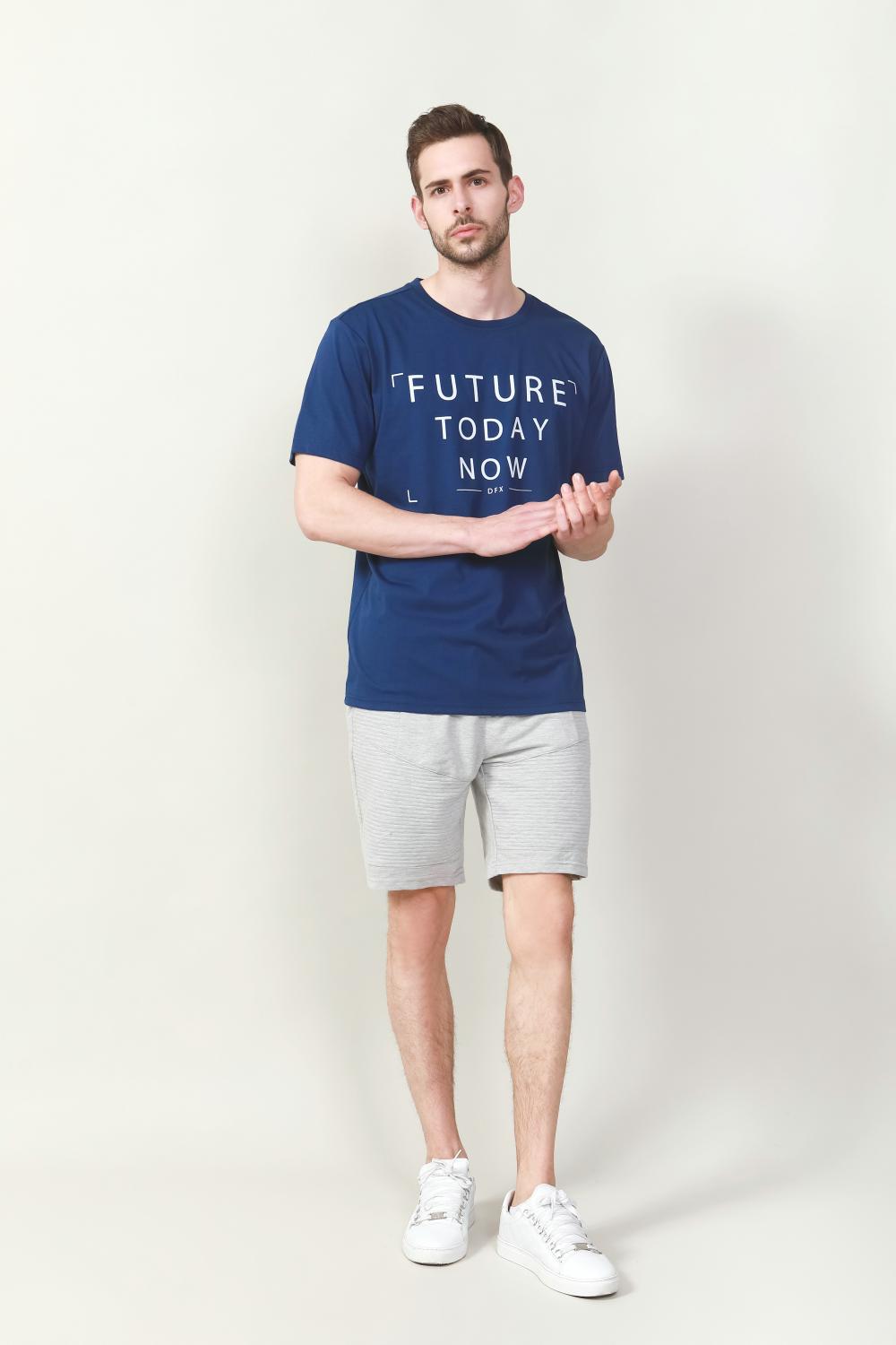 Men's solid navy t-shirt with chest print