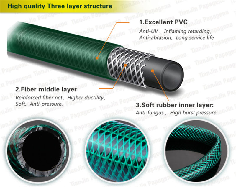 Green PVC Garden Watering Hose