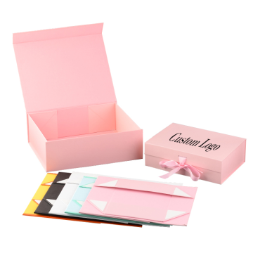 Custom Pink Folding Cardboard Paper Hamper Gift Boxes