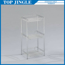 3 tier floor standing storage metal basket shelf