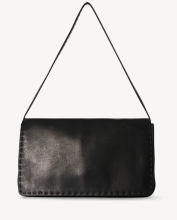 black leather handbag