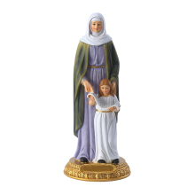 8-inch Catholic Saint Anne and Mary Resin Sculpture: A Religious Gift and Decoration Figurine on Base