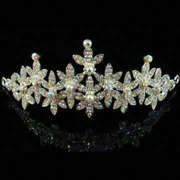 Trendy Tiara with Colourful Rhinestones, Available in Various Styles