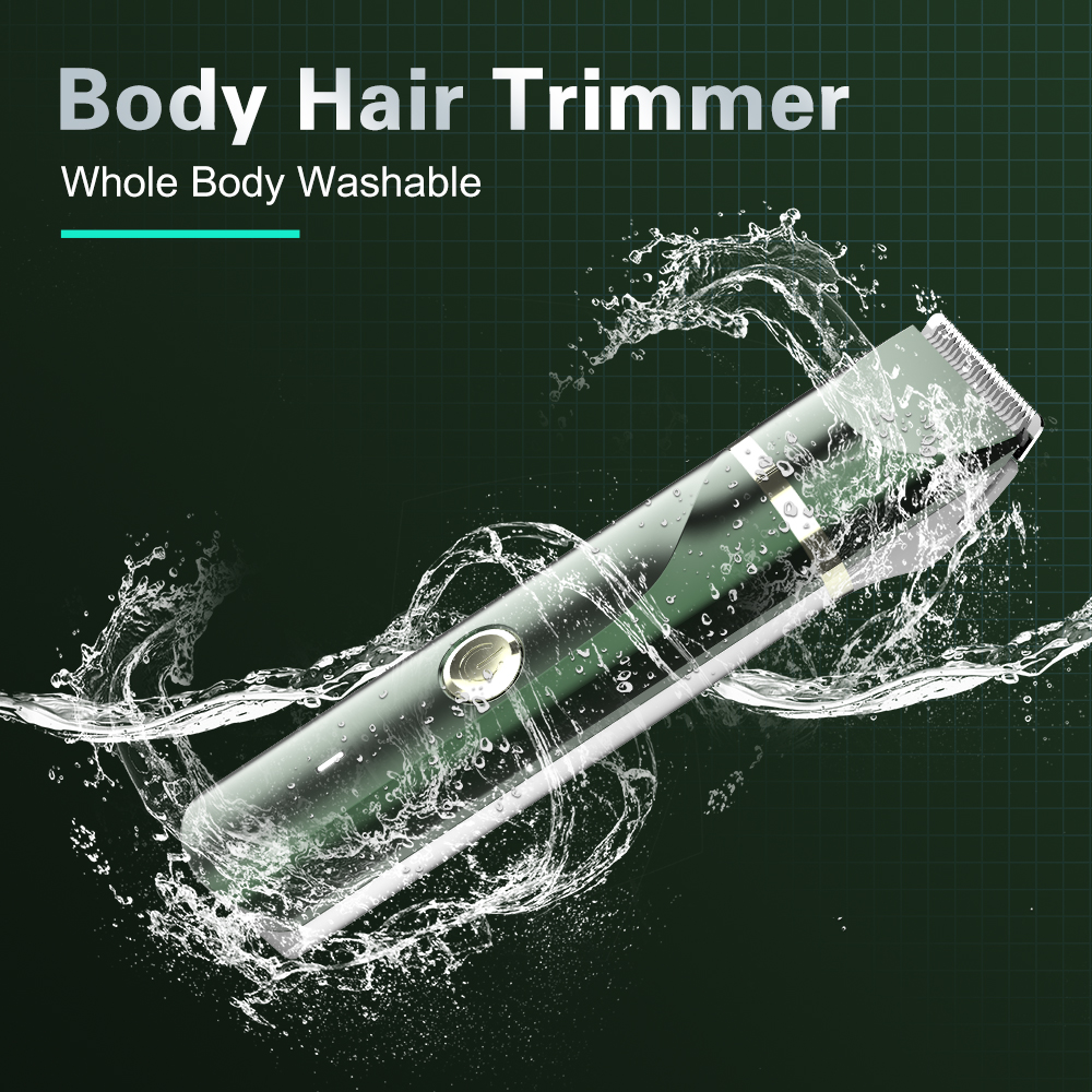 Pop trend deep green smooth safe groin hair cutter machine for men trimmer with USB and combs