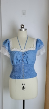 Custom Blue Denim Crop Tops