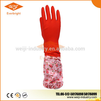 2015 new fashion extra long household rubber cleaning gloves