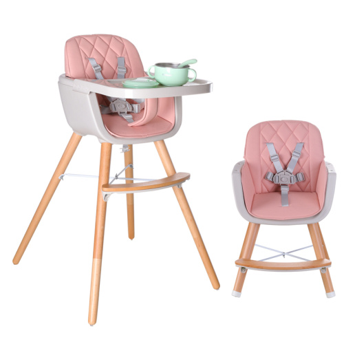Chaise haute en bois pour bébé avec plateau amovible