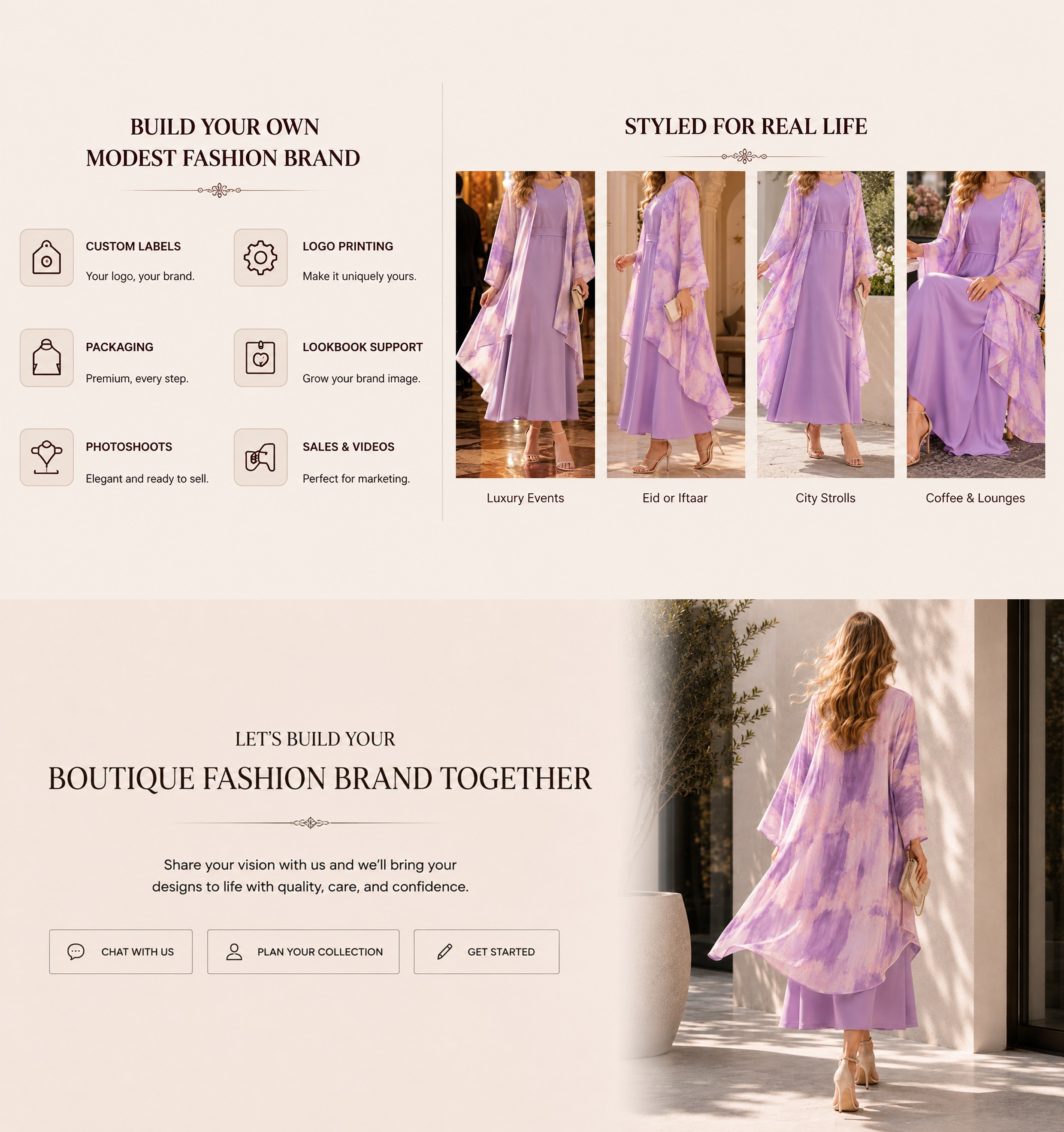 سرویس برند خصوصی نوعی پارچه ابریشمی عبای custom chiffon abaya private label brand serv