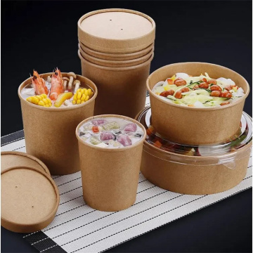 Disposable paper bowl takeaway food container salad bowl