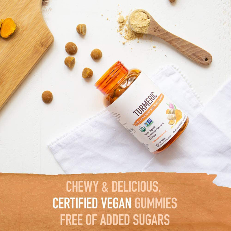 OEM/ODM Vegan Joint Support Fermented Turmeric Ginger Support Brain Booster Curcumin Turmeric Ginger Gummies