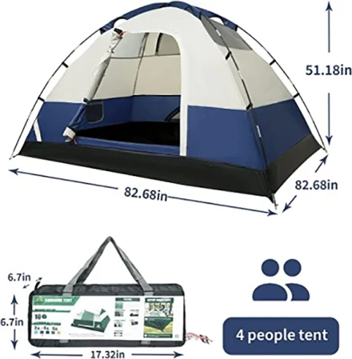 Camping Tent 2 Person Backpack with Top Rainfly