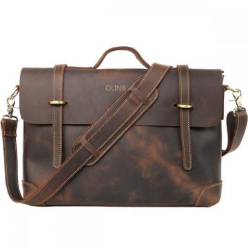 Custom Logo Business Men Leather Laptop Briefcase
