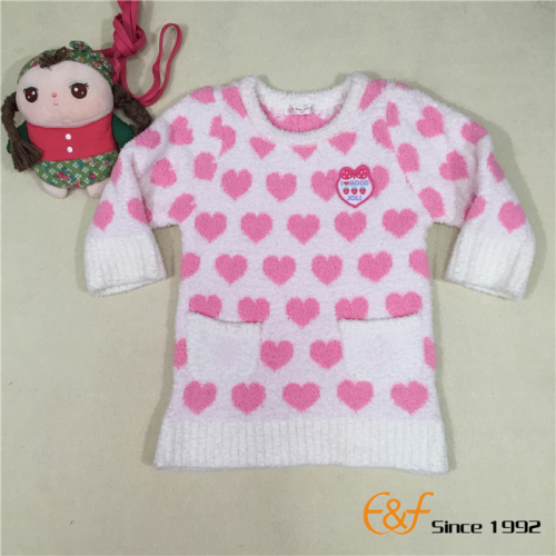 Heart Design Knitted Sweater with Embroidery Patch