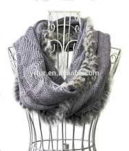 YR081 Cheap Ladies Rabbit Fur Scarf/Woven Yarn and Rabbit Fur snood