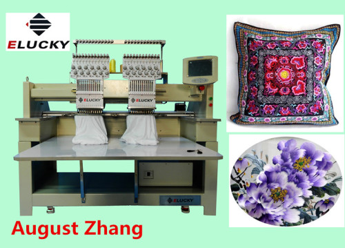 Elucky new 12 colors high speed two heads embroidery machine