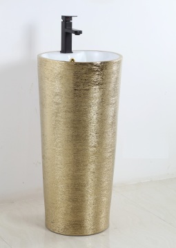 Golden Round Pedestal Sink