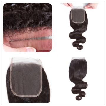 New Arrival Lace Closure With Baby Hair Piece,Hair Bundles With Closure Available, Brazilian Hair Closure