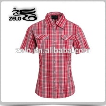 2015 Fashion short sleeve t shirt women checked blouse