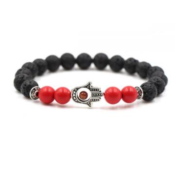 Semi Precious Stone Evil Eye Lava Stone Bracelet