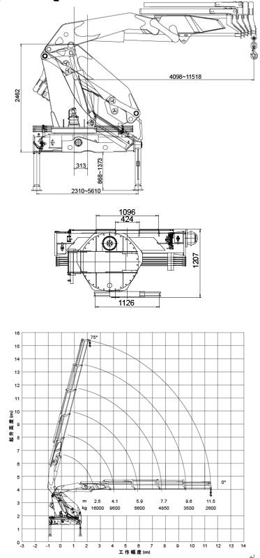 drawing of truck-mounted crane