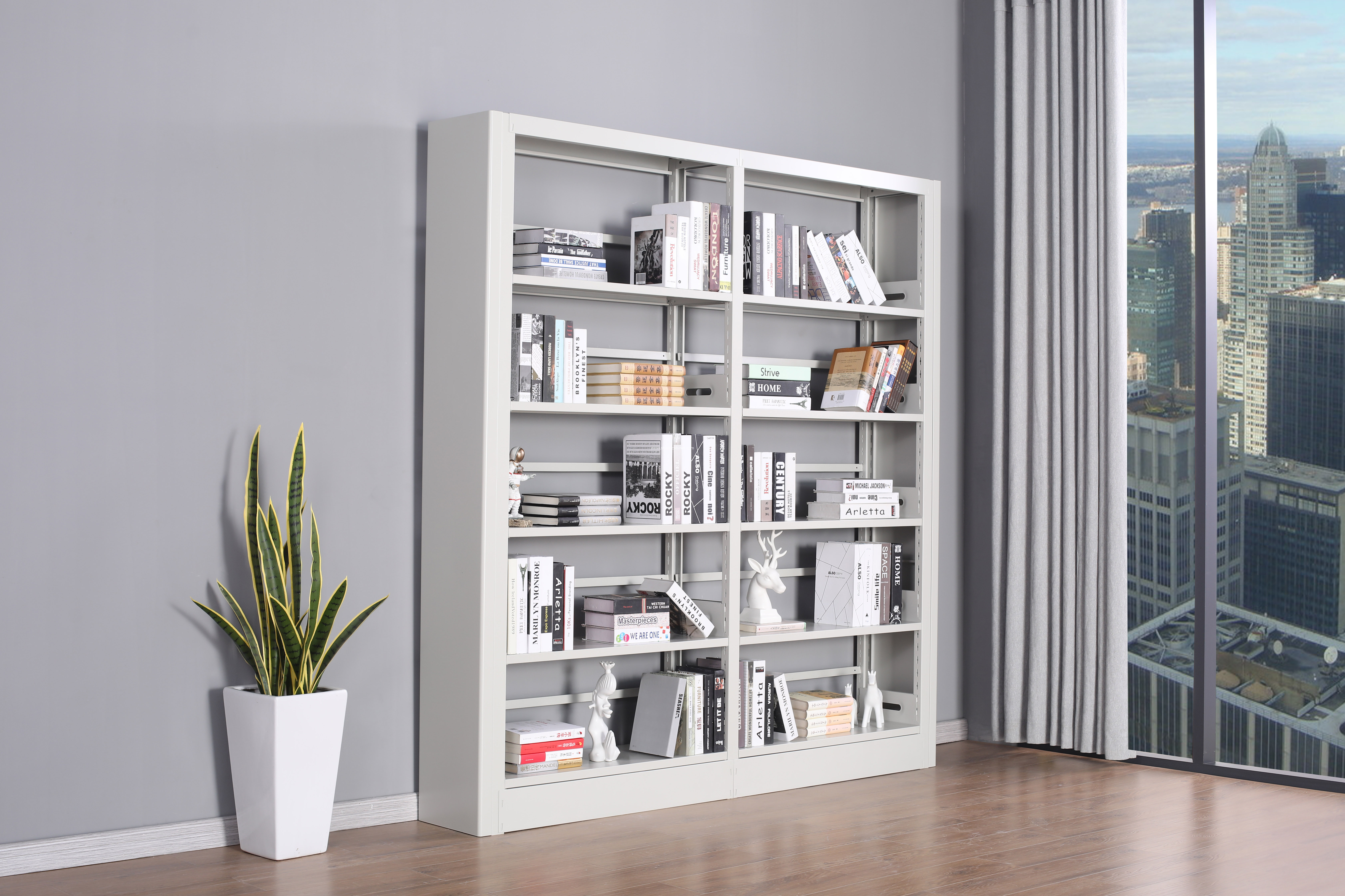 metal bookcase double sided bookcase