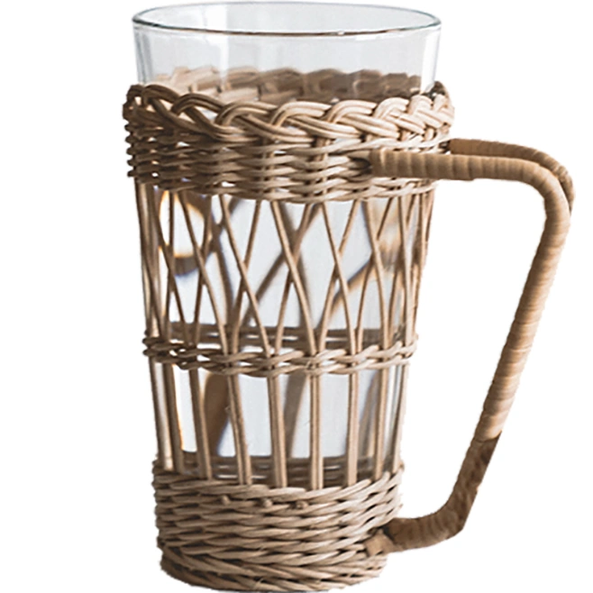 Home-Use Restaurant Glass Cups Home-Use Rattan Cup Set Glass Cups