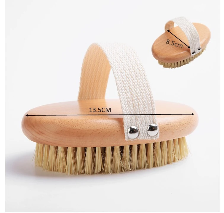 Oval Shape Beech Handle Sisal Bristle Bath Brush Scrubber