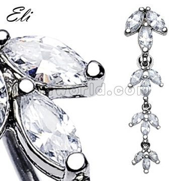 Fancy CZ gem Navel belly button Ring piercing