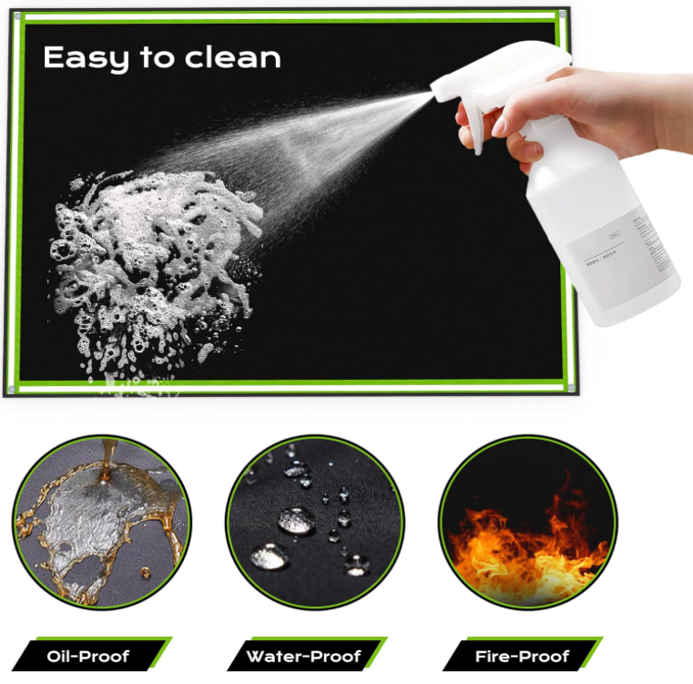 Under Grill Mats Grill Fireproof for Lawn Oil-Proof Grill Pads Fire Pit Mat Fireplace Mat Reflective Trim for Nighttime