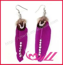 Purple Feather Earring With Glasses